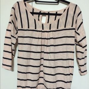 Light pink shirt black stripes, Loft, Medium