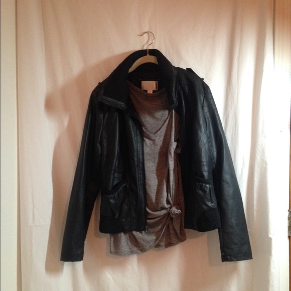 🚫 SOLD Xhiliration Black Faux Leather Jacket - Picture 1 of 4