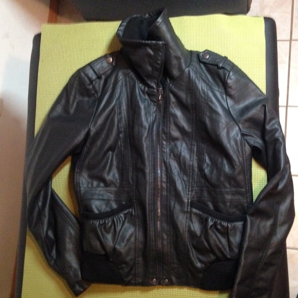 π« SOLD Xhiliration Black Faux Leather Jacket - Picture 3 of 4