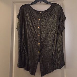 Jennifer Lopez Black n Gold Fleck Blouse