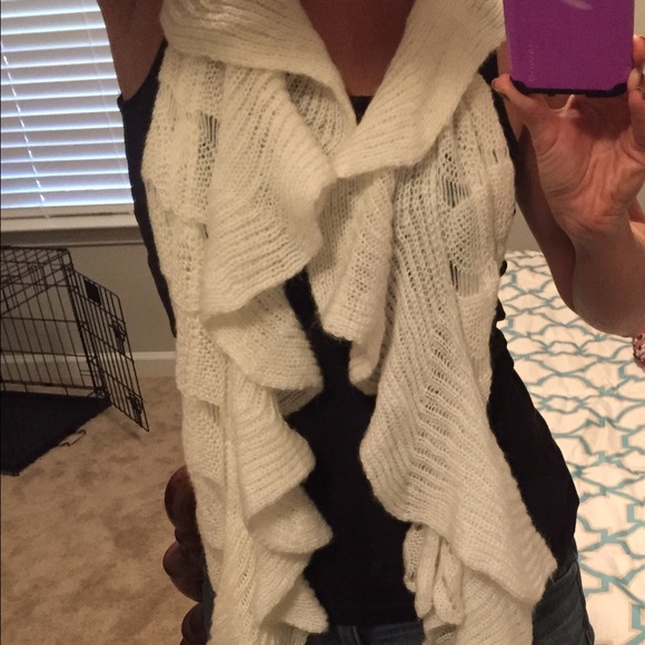 White flowy knitted scarf