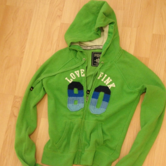 Mint green Love Pink zipper jacket