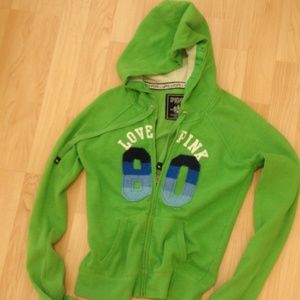 Mint green Love Pink zipper jacket