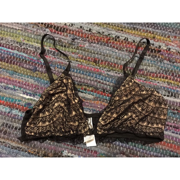 Black and Cream Lace Bra