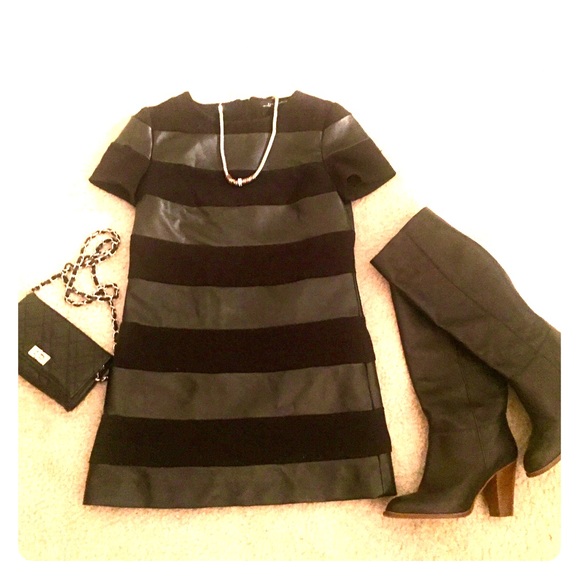 Zara Faux Leather Accent Dress