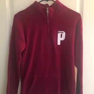 Pink half zip pull over hoodie