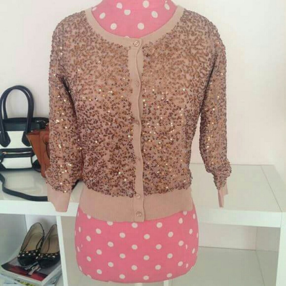 Beige sequin cardigan -  worn once!