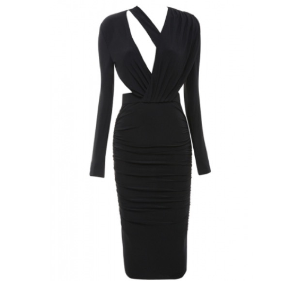 Black Draped Silky Dress