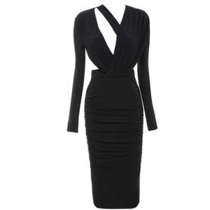 Black Draped Silky Dress