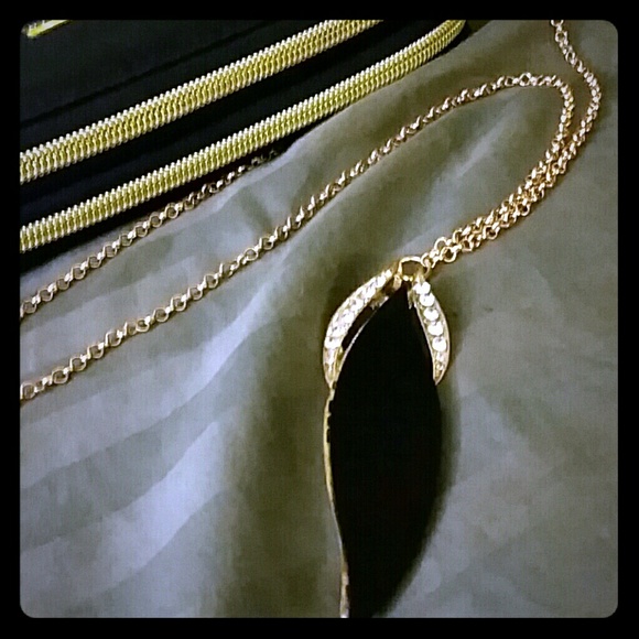 Long Black Leaf Necklace