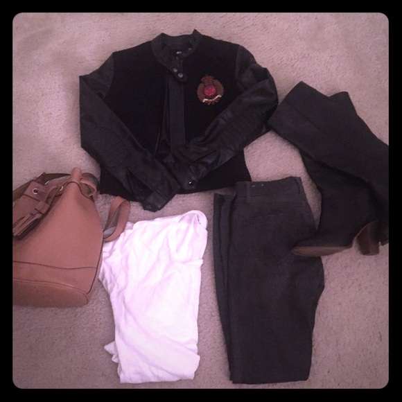 H&M Faux Leather Bomber w/ Custom Patch