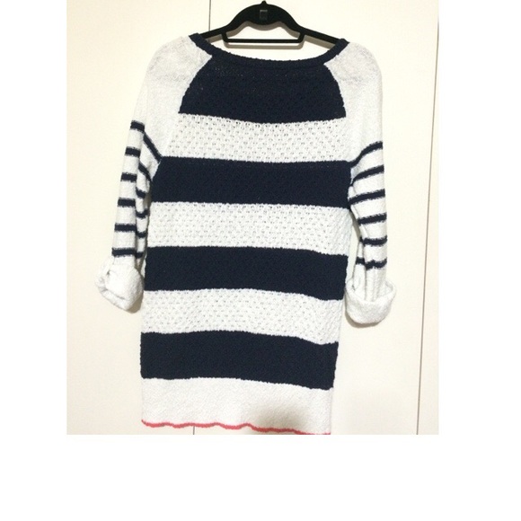 Navy/white stripe sweater. Pairs good with boots - Picture 2 of 3