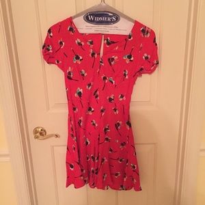 Topshop Red Painted Floral Dress