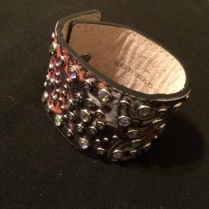 Genuine leather cuff sparkly