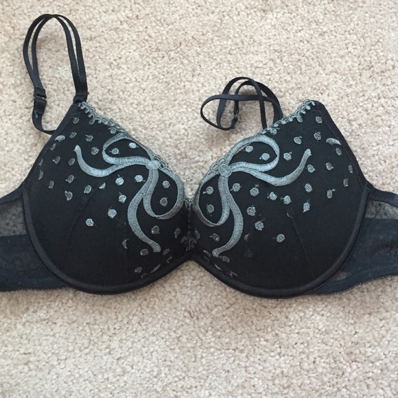 Black and Silver Aerie Push-Up Bra
