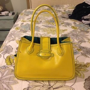 Antonio Menali yellow and turquoise bag