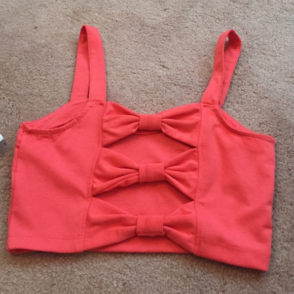 NWT Coral Bow Back Crop Top