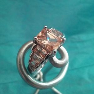 Champagne And sterling silver ring