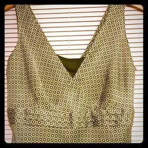 LOFT olive and cream retro tank