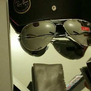 58mm ray-ban aviator silver frame silver lens