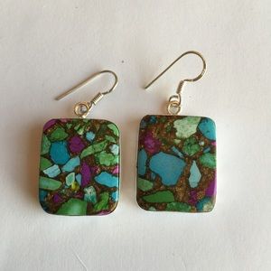 Rainbow CalSilica 925 Sterling Silver Earrings