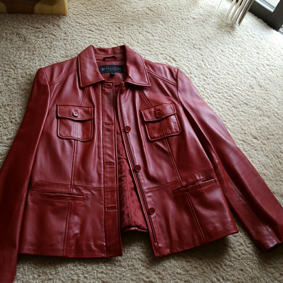 Kenneth Cole Reaction Red Leather Jacket