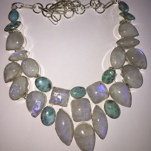 Moonstone &Larimar 925 Sterling Silver necklace