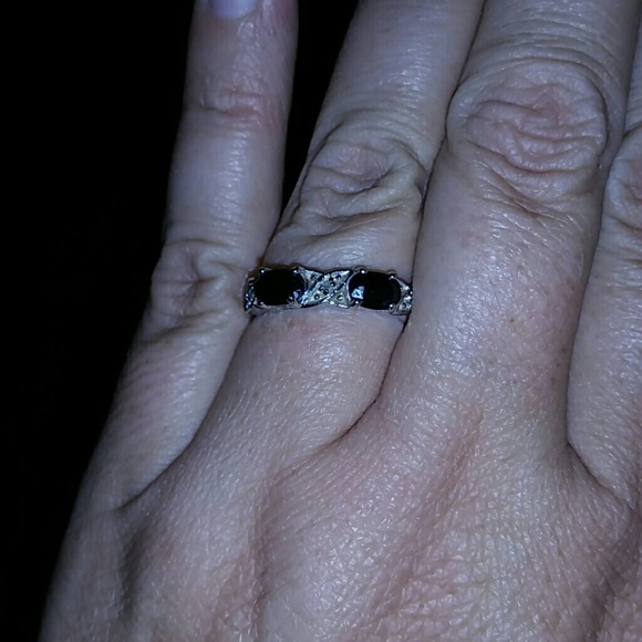 Faux sapphire silver ring