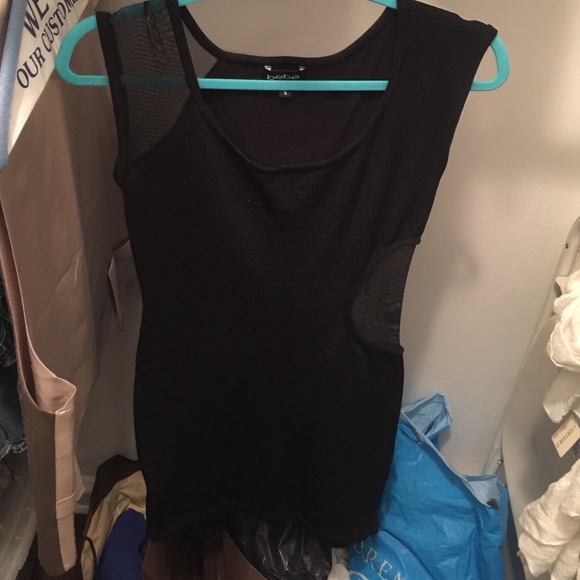 Black dress with see thru side and strap