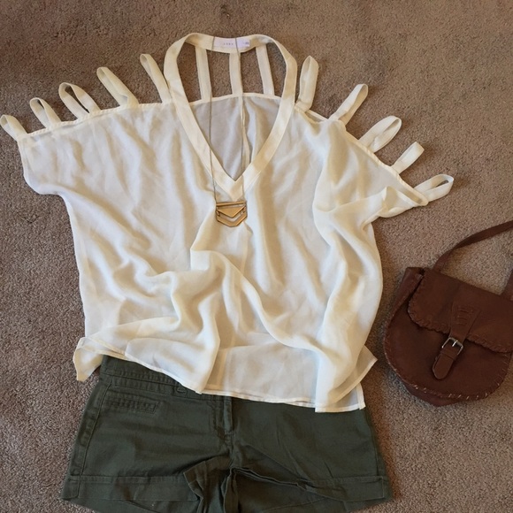 Lush Tops - White sheer cut out shirt
