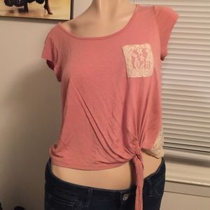 Lace back and pocket crop top