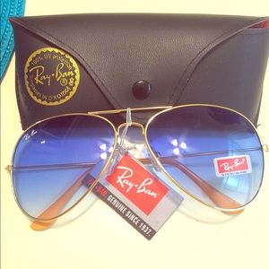 Blue lens Aviator Rat Bans Large Metal