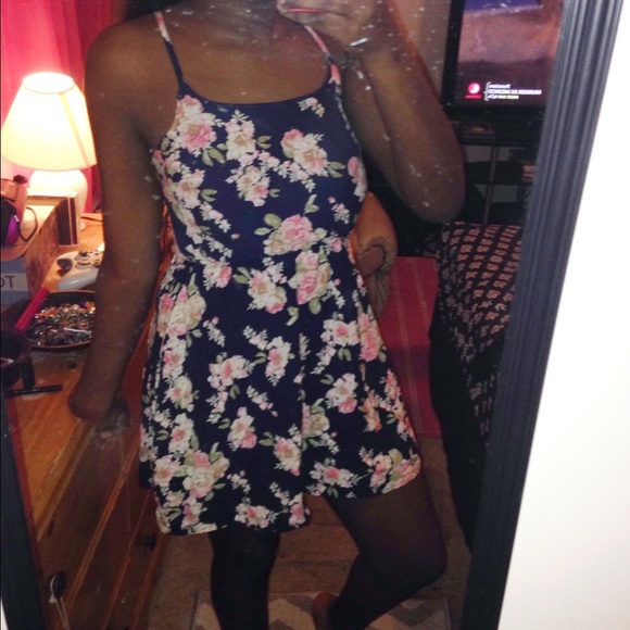 navy floral dress.