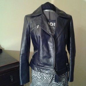 Host pick!   Black leather motor jacket