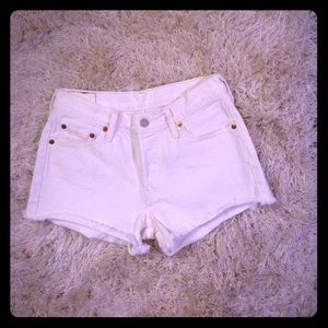 White 501 Levi's Cutoff Shorts