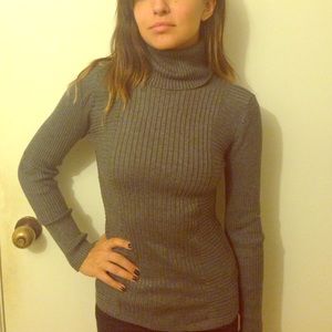 INC Grey Ribbed Turtleneck