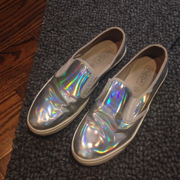 ✅SOLD Holographic slip on shoes