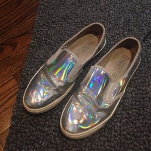 ✅SOLD Holographic slip on shoes