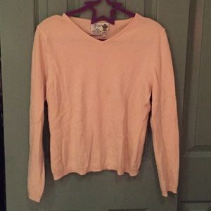 Baby Pink 100% Pure Cashmere V-Neck Sweater