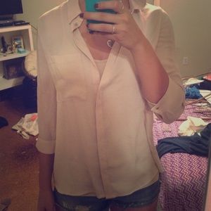 Cream 3/4 length top