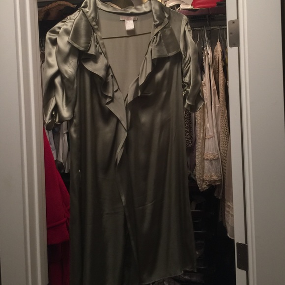 Green satin dress