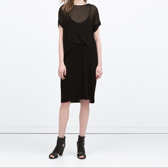 ZARA DOUBLE LAYER GATHERED DRESS
