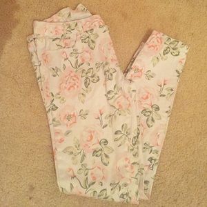 Denim Floral Print Jeans
