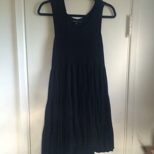 Black Hooded Tiered Dress