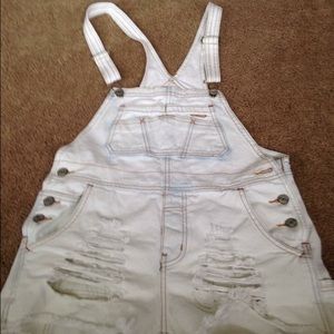 Denim overall shorts