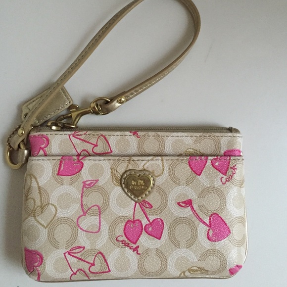 Authentic Coach Wavery Cherry wristlet