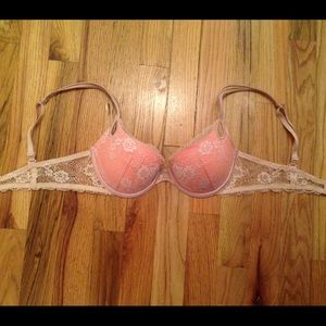 VS Cream-Peach Lace Demi Bra