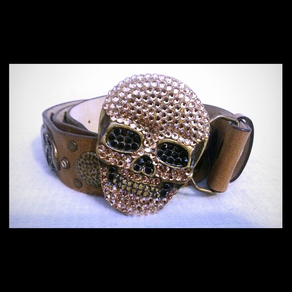 NBW!!!   Bridget Shuster Crystal Skull Head belt