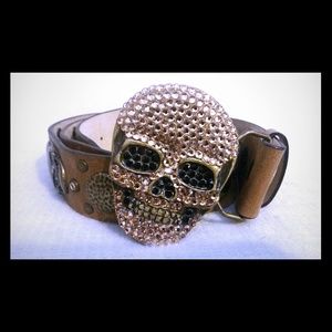 NBW!!!   Bridget Shuster Crystal Skull Head belt