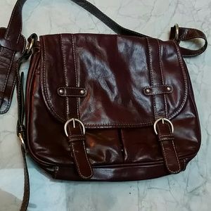 Plum saddle purse